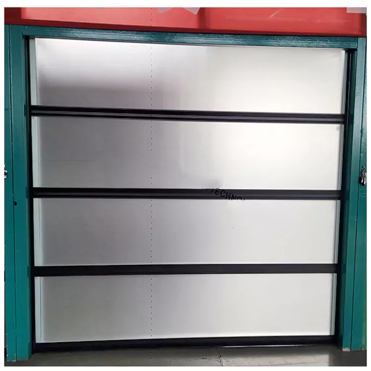 Aluminium Full View Kaca Sectional Pintu